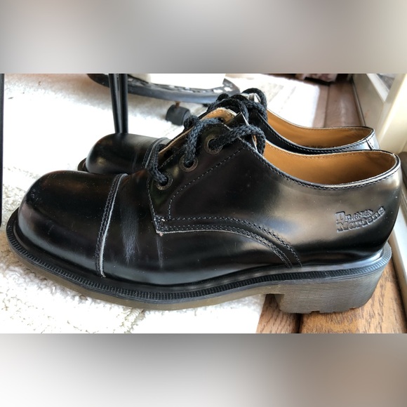 Dr. Martens Black Cap Toe Leather Shoes - Picture 2 of 8